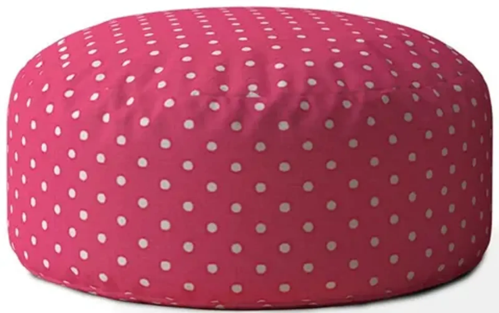 Cotton Round Polka Dots Pouf Cover - Pink / White