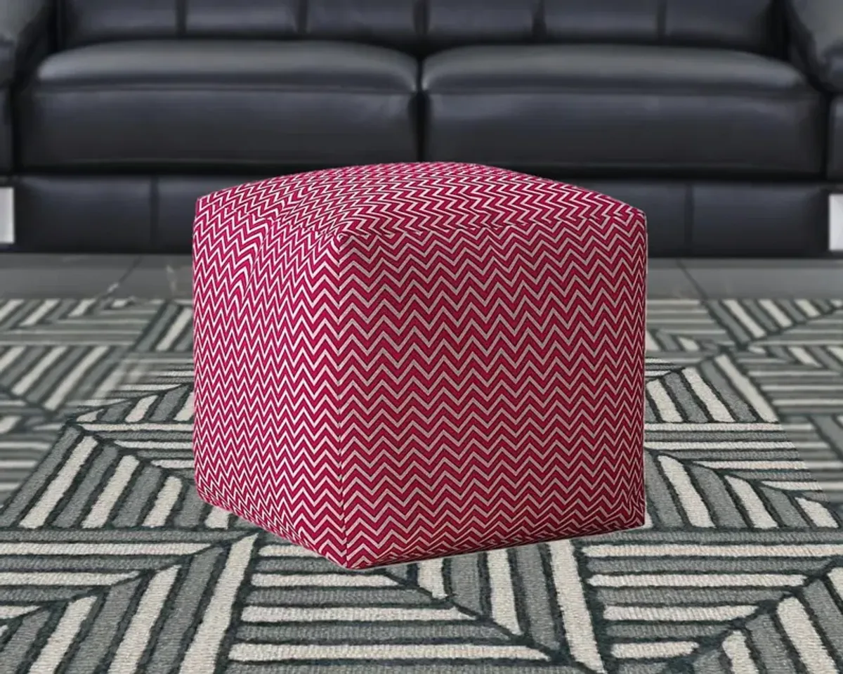 Cotton Chevron Pouf Cover - Pink