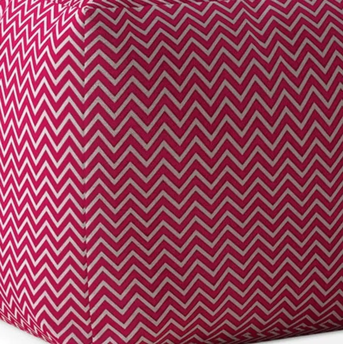 Cotton Chevron Pouf Cover - Pink