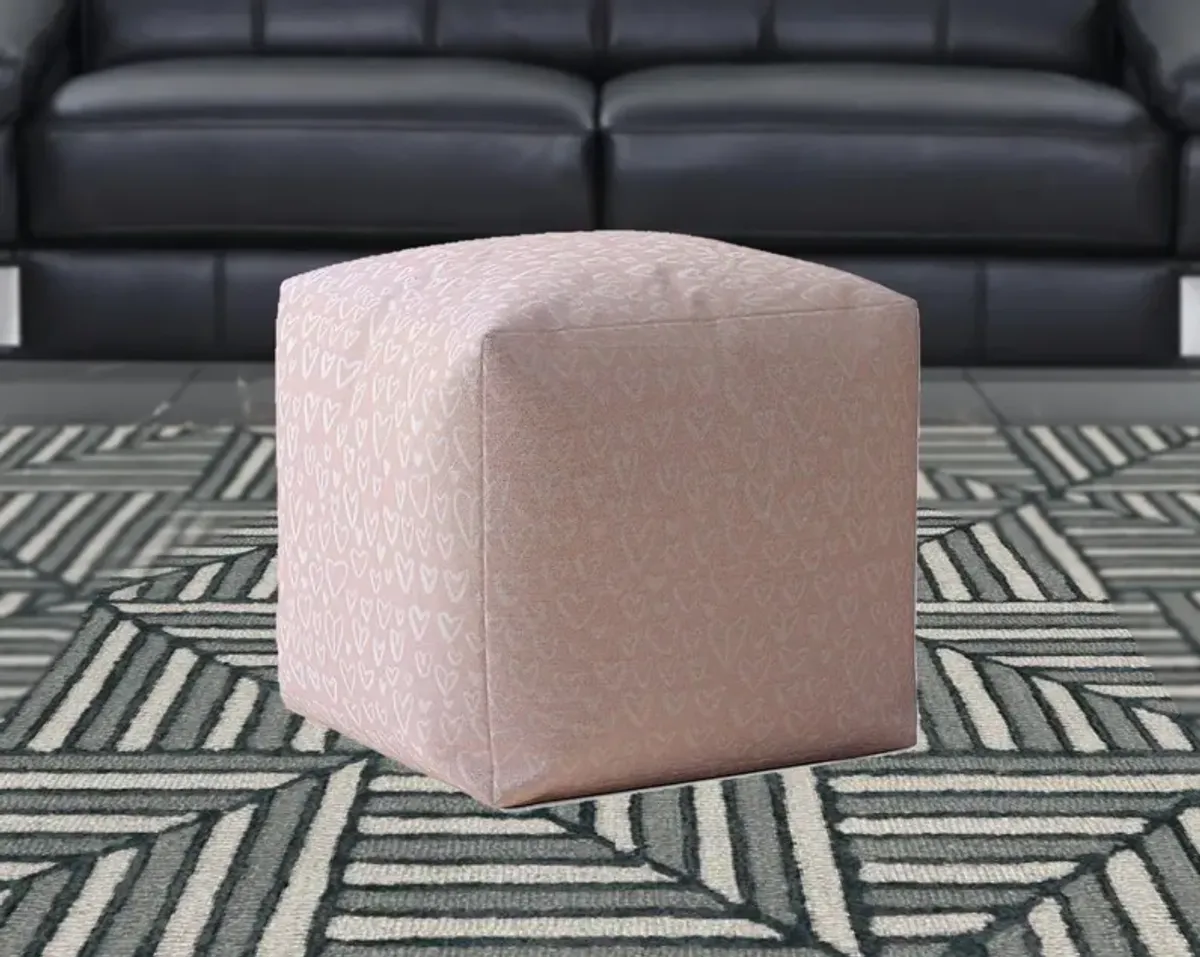 Cotton Abstract Pouf Cover - Pink