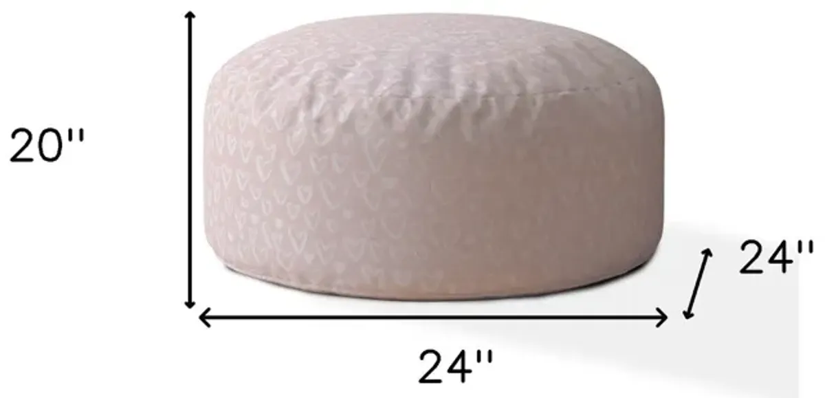 Cotton Round Abstract Pouf Cover - Pink