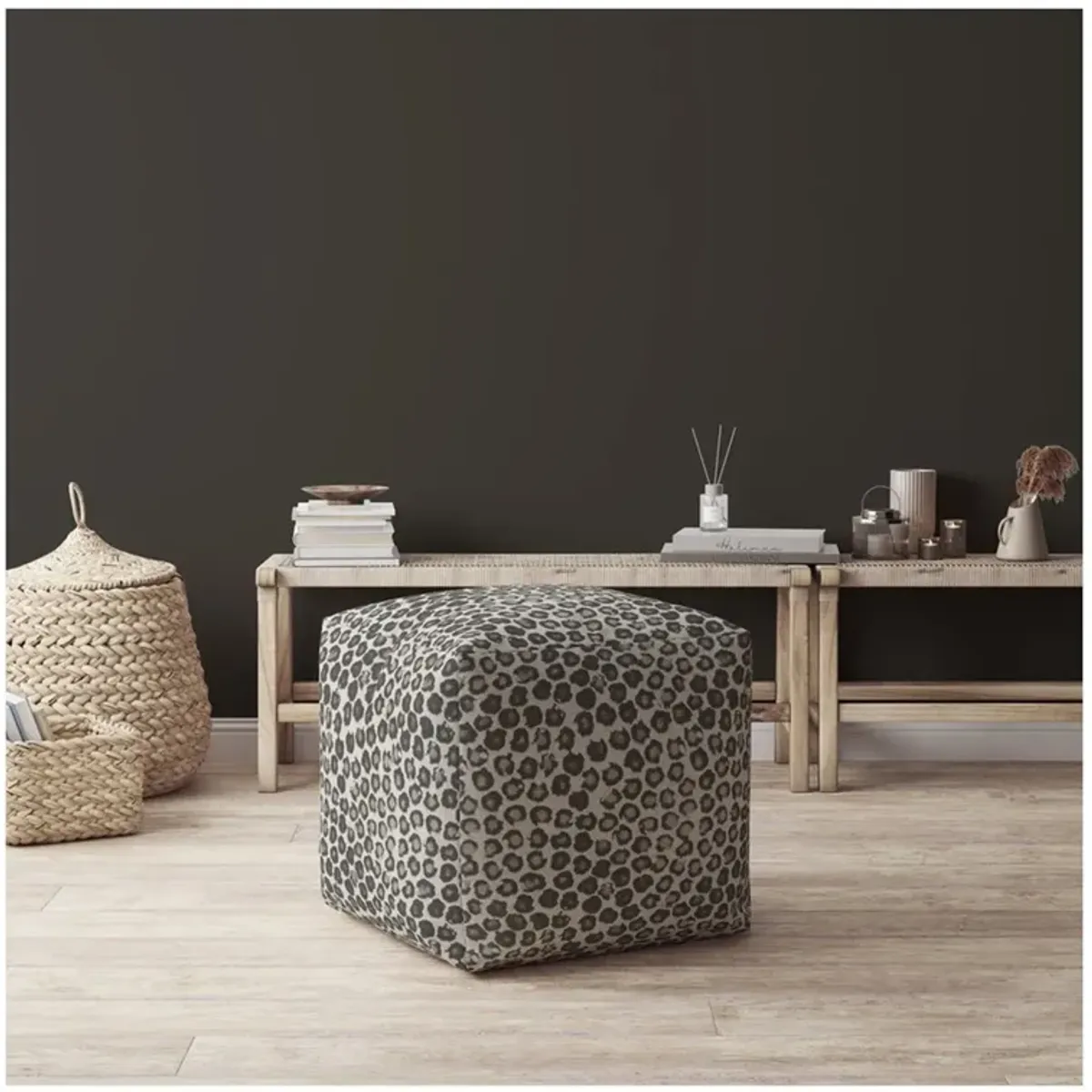 Abstract Pouf Cover - Beige