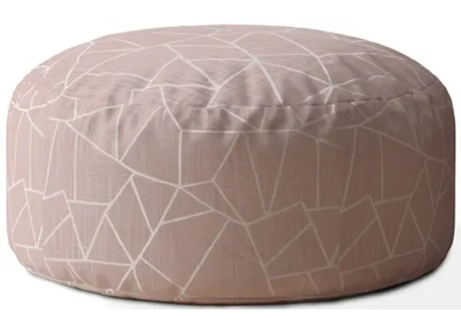 Canvas Round Geometric Pouf Cover - Pink