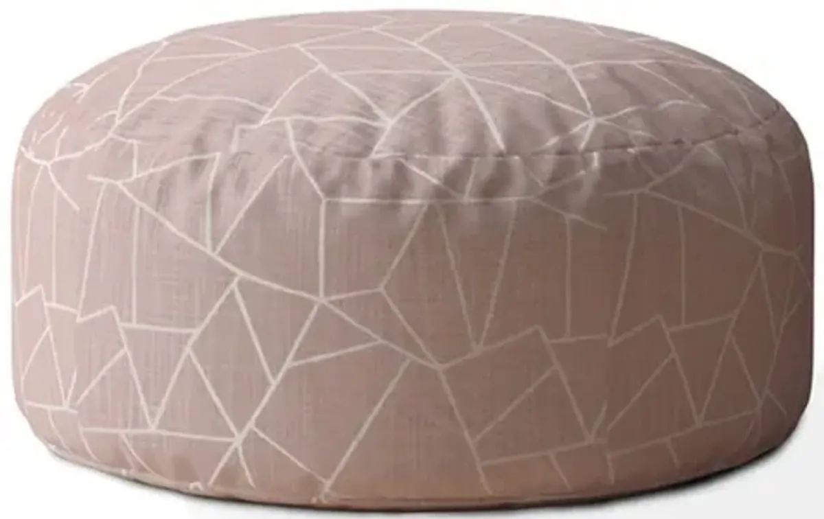 Canvas Round Geometric Pouf Cover - Pink