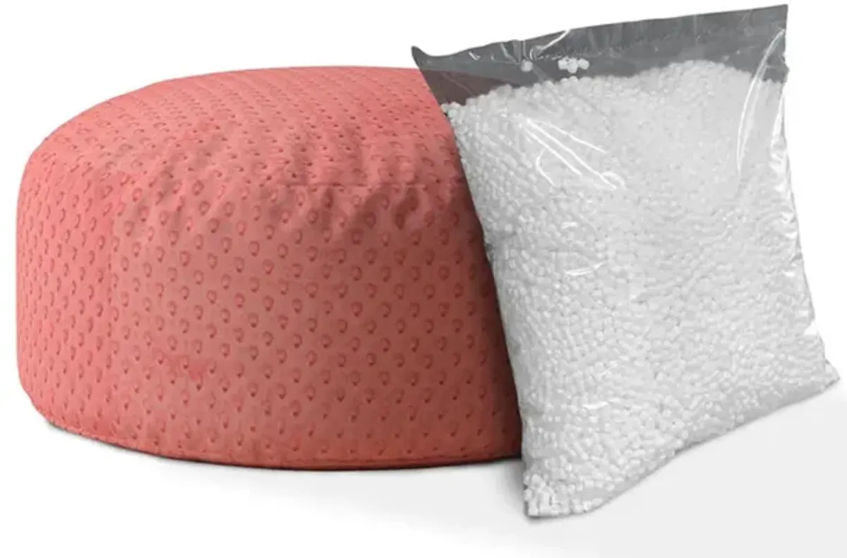 Polyester Round Pouf Cover - Coral