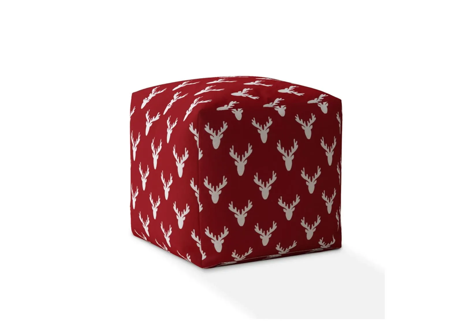 Cotton Stag, Pouf Cover - Red / White