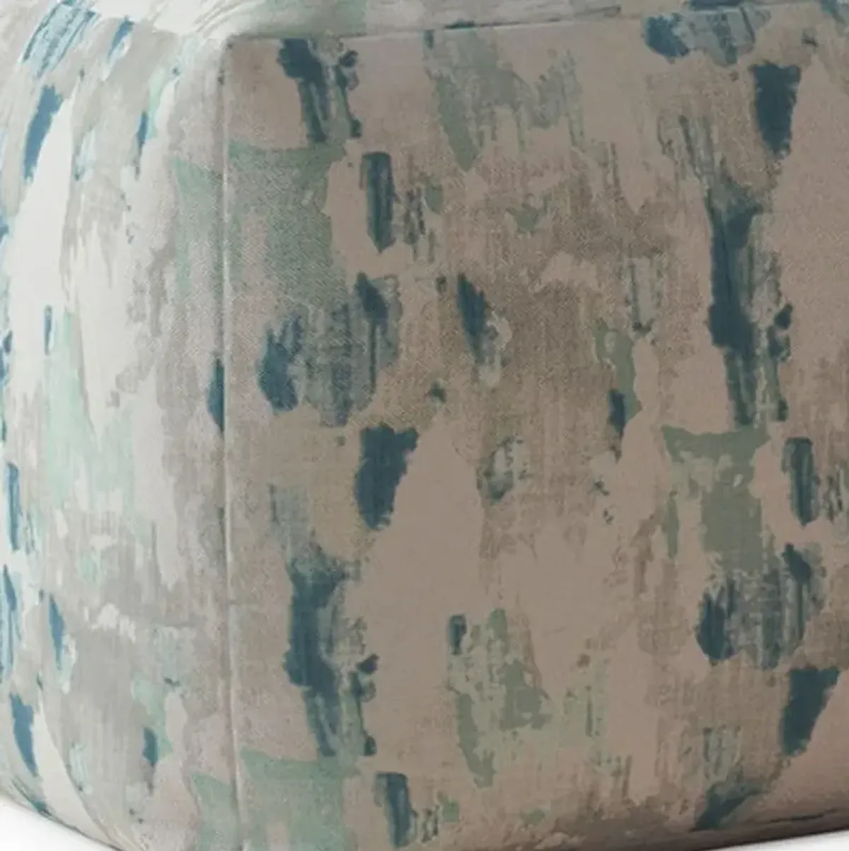 Canvas Abstract Pouf Cover - Blue / Gray