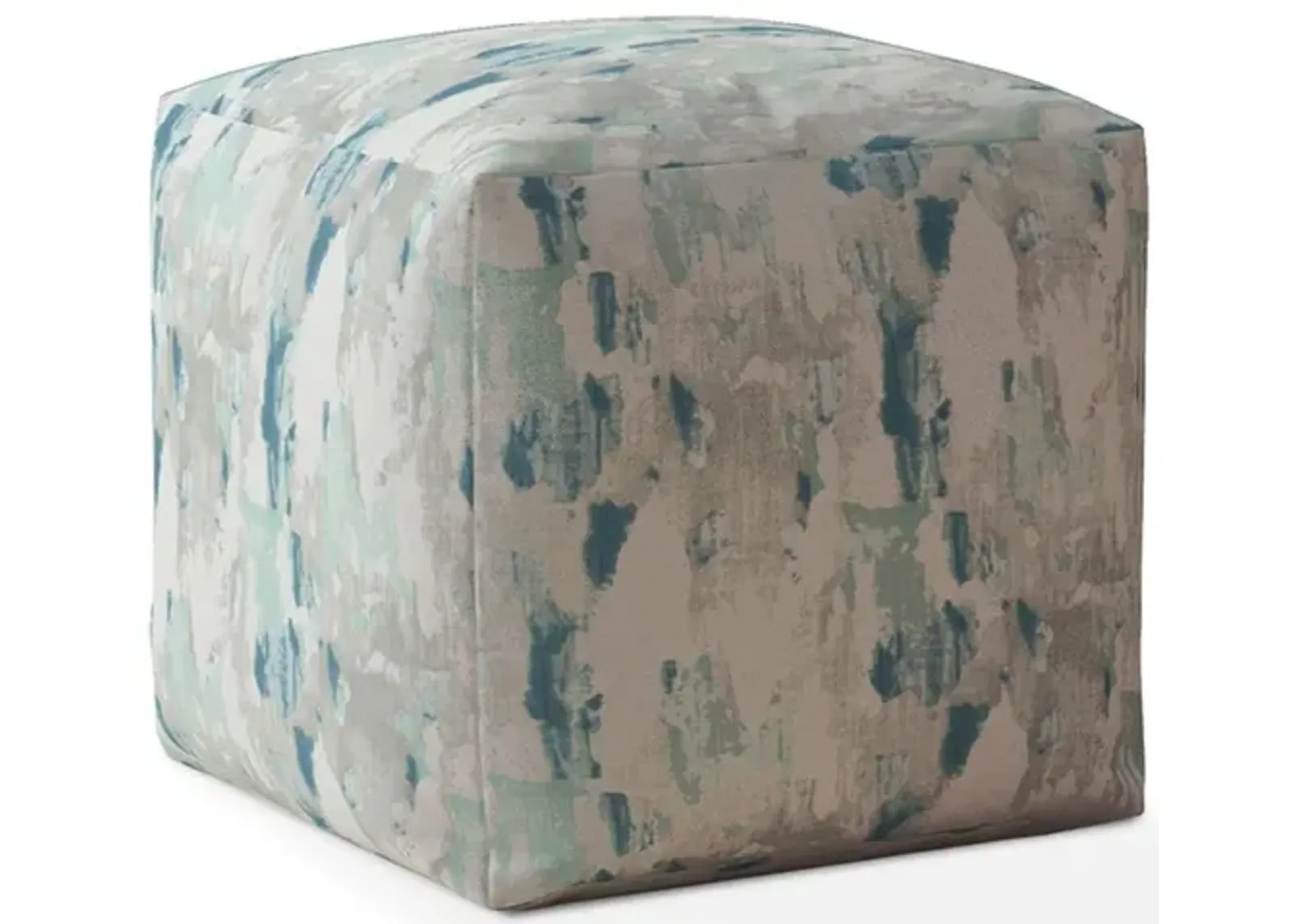 Canvas Abstract Pouf Cover - Blue / Gray