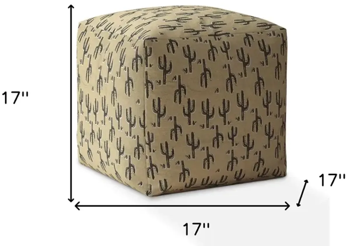 Cotton Cactus Pouf Cover - Beige