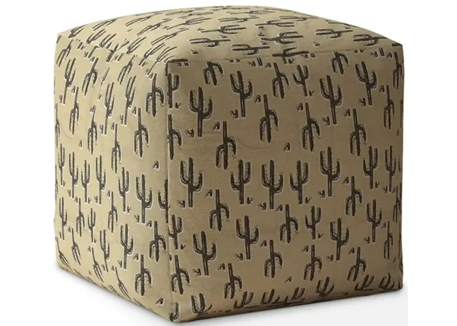 Cotton Cactus Pouf Cover - Beige