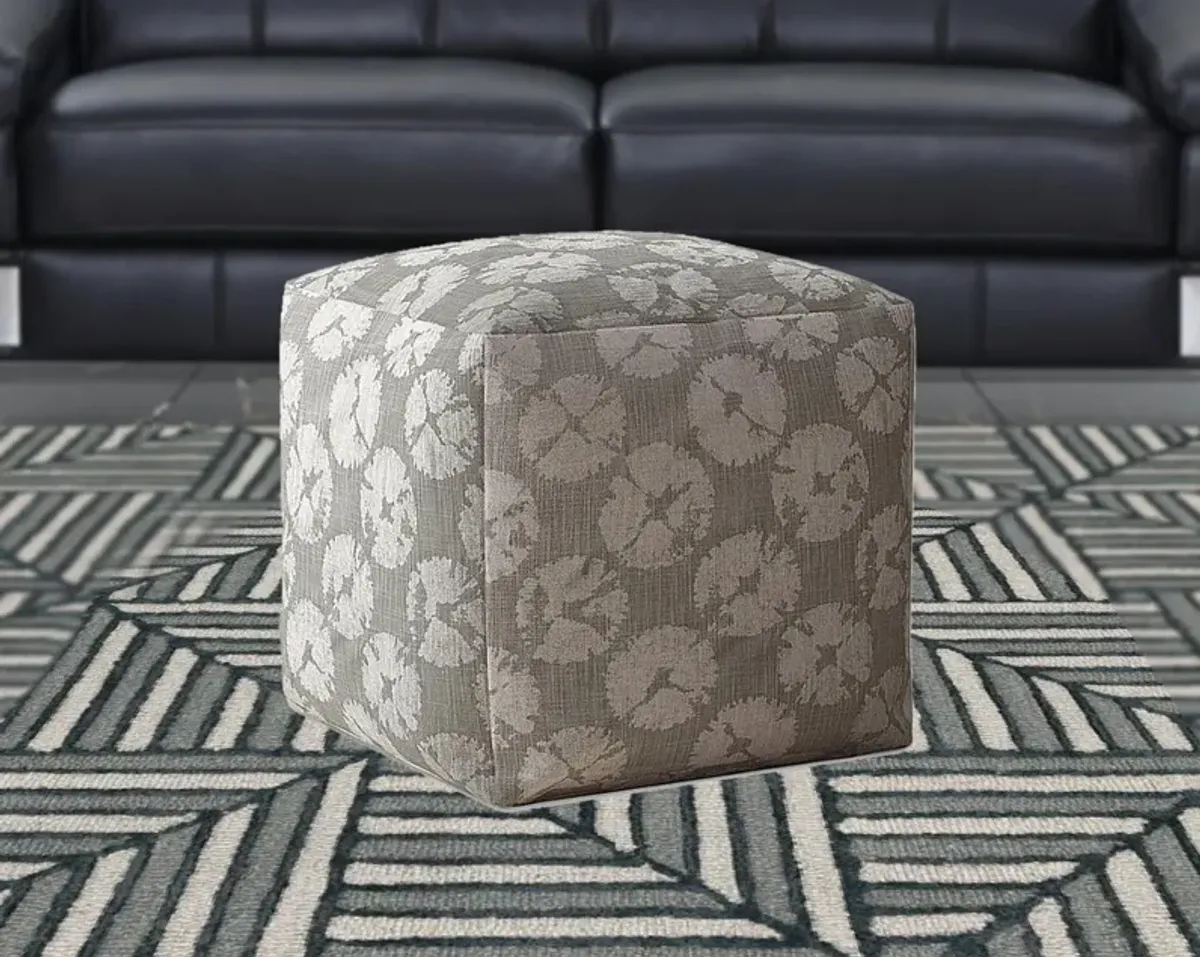 Canvas Abstract Pouf Cover - Gray