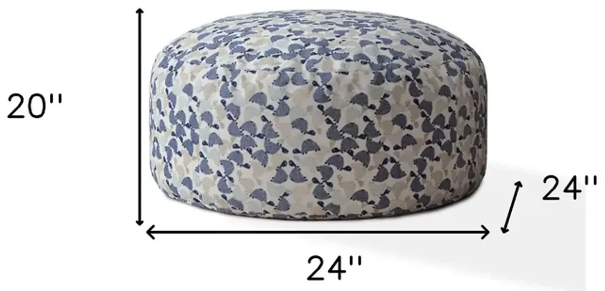 Cotton Round Turtle Pouf Cover - Beige