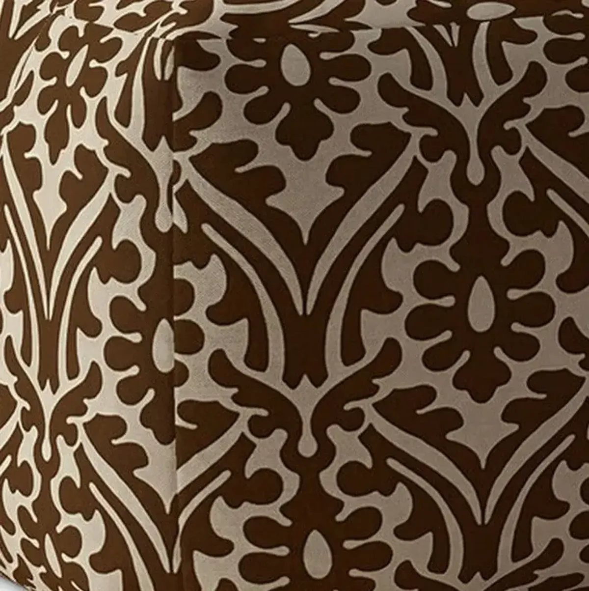 Cotton Damask Pouf Cover - Brown