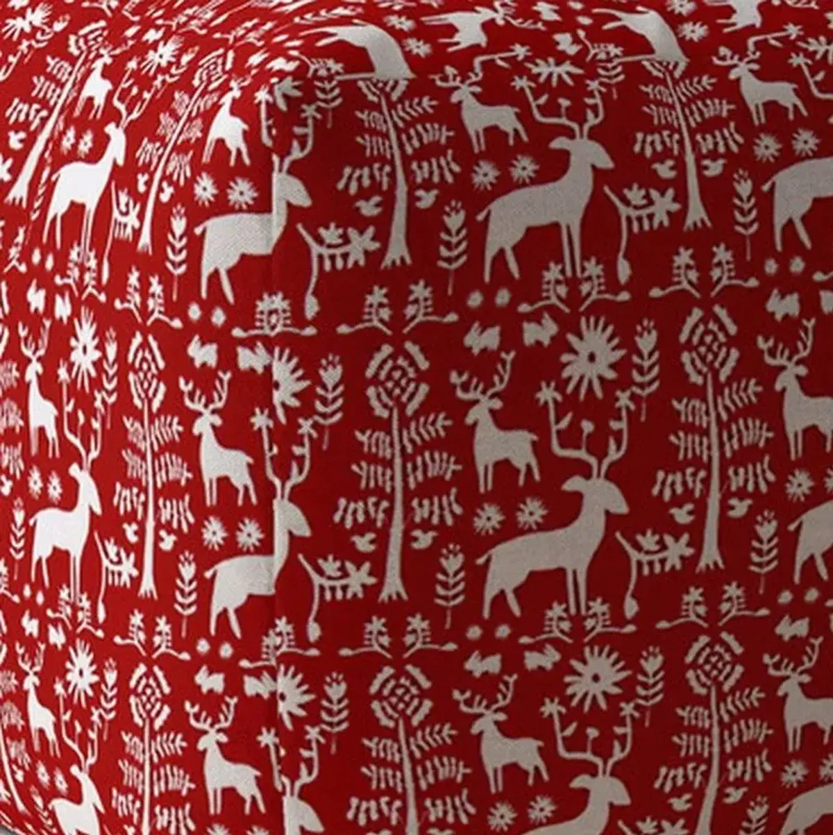 Cotton Stag Pouf Cover - Red / White