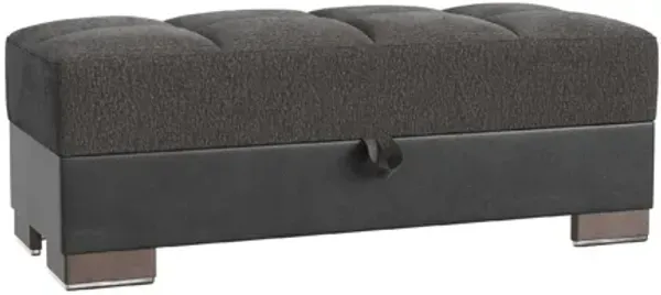 Chenille Tufted Storage Ottoman - Gray / Brown