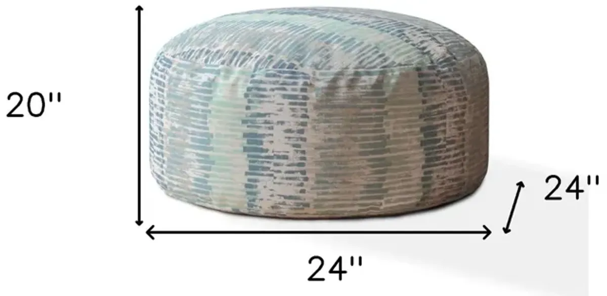 Round Abstract Pouf Ottoman - Blue