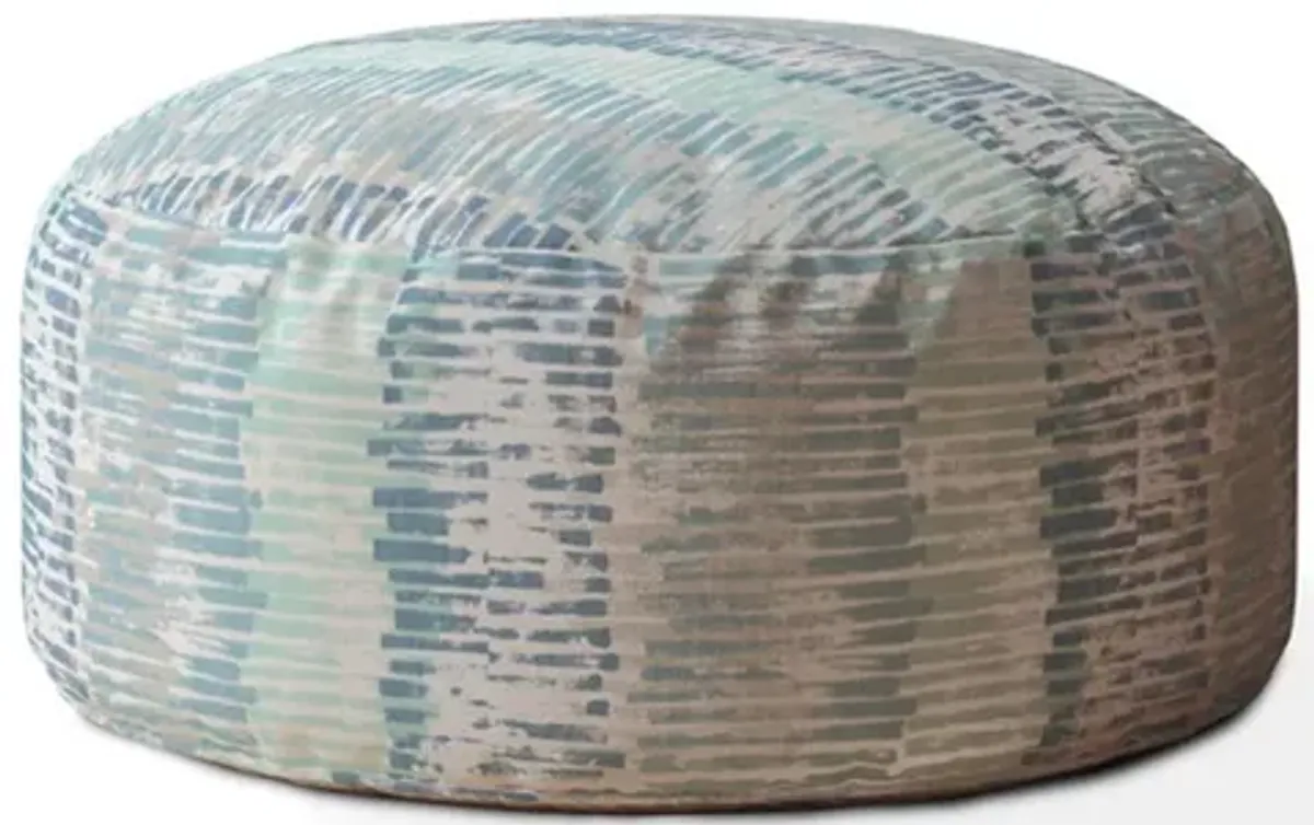 Round Abstract Pouf Ottoman - Blue