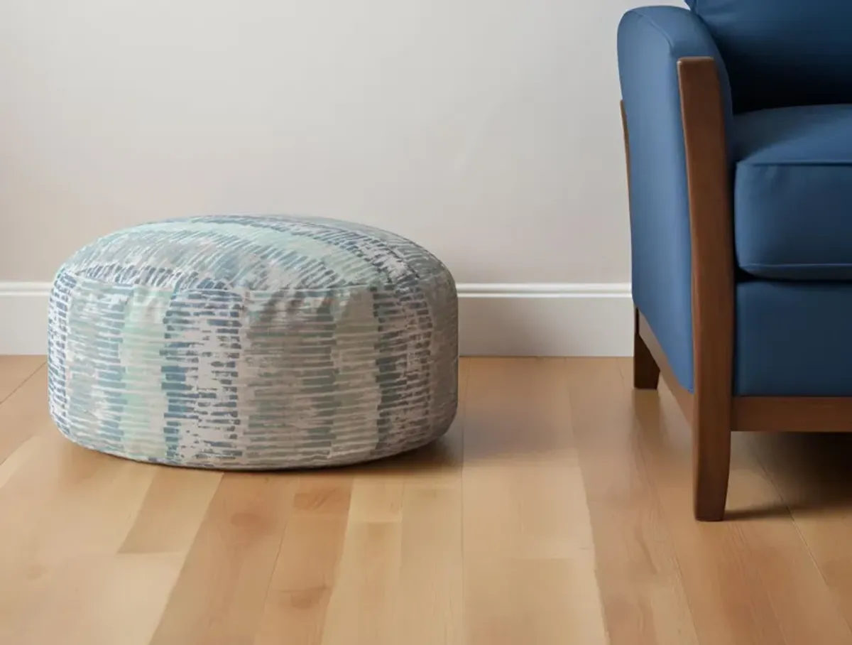 Round Abstract Pouf Ottoman - Blue