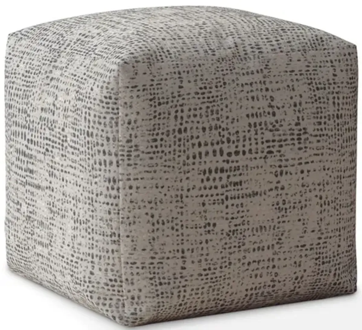 Canvas Abstract Pouf Ottoman - Beige