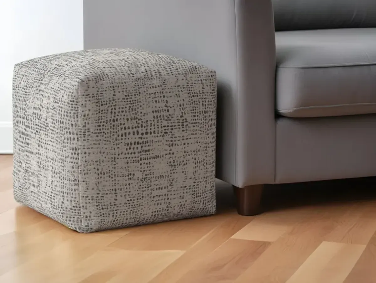 Canvas Abstract Pouf Ottoman - Beige