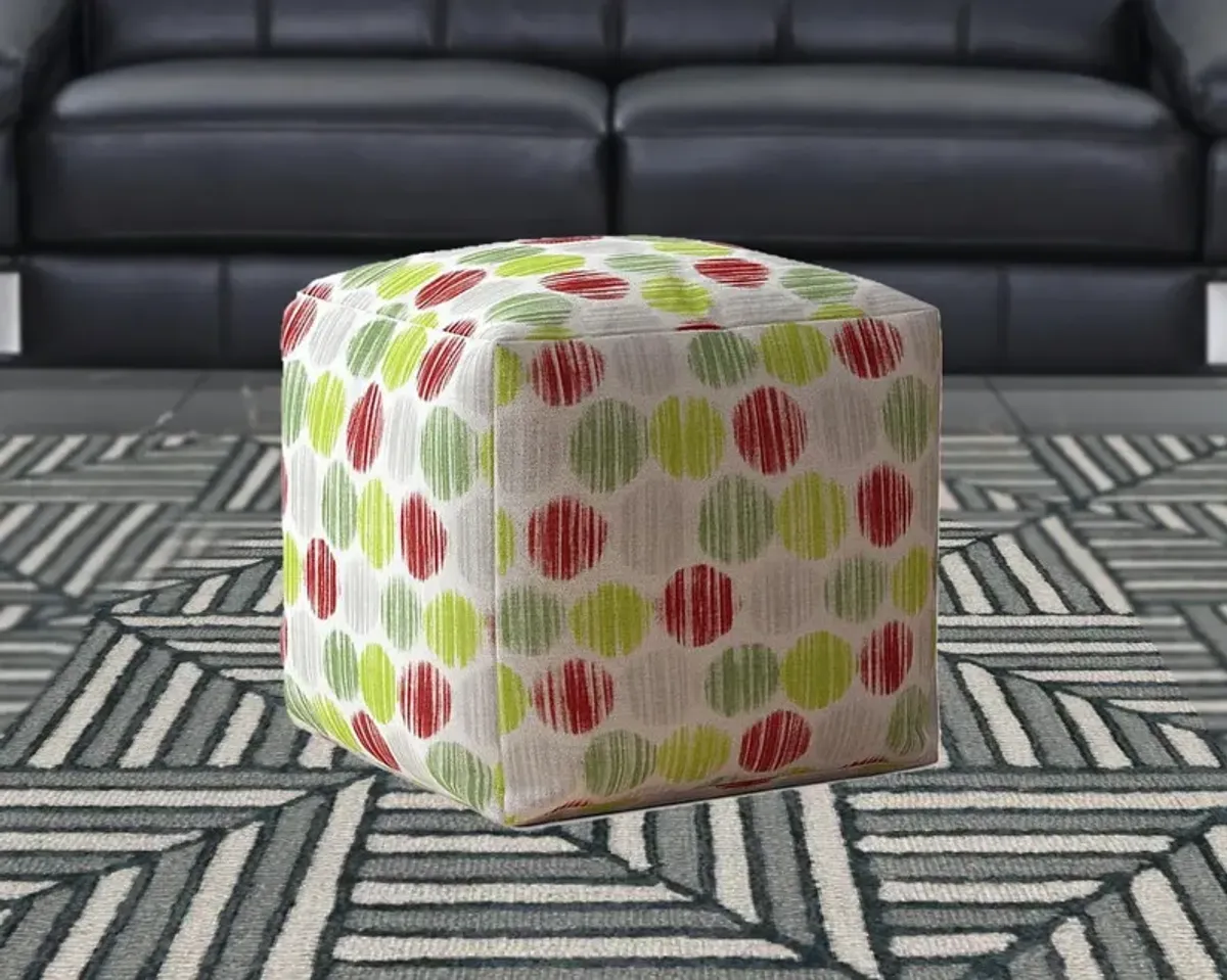 Cotton Polka Dots, Pouf Cover - Red / White