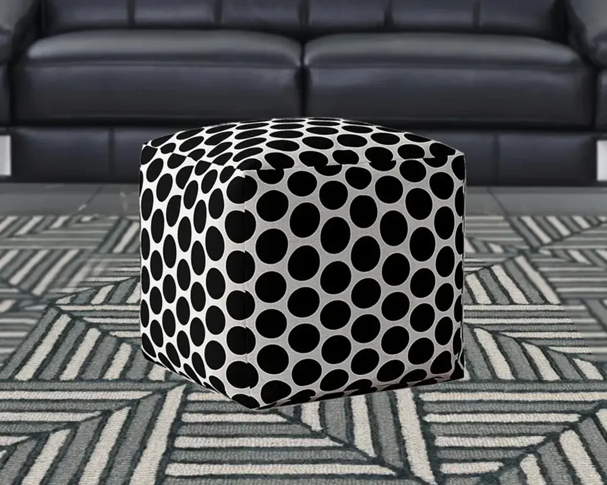 Cotton Polka Dots Pouf Cover - Black