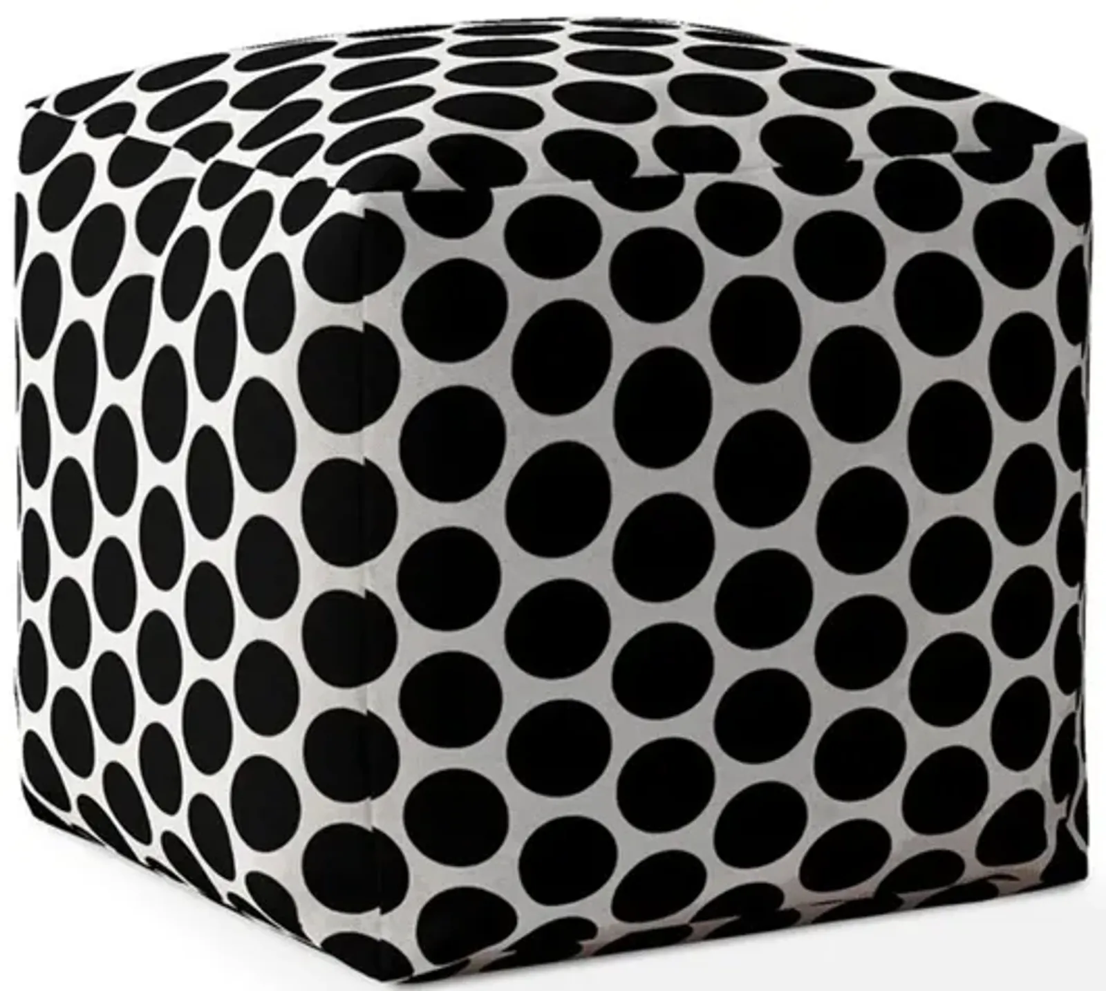 Cotton Polka Dots Pouf Cover - Black