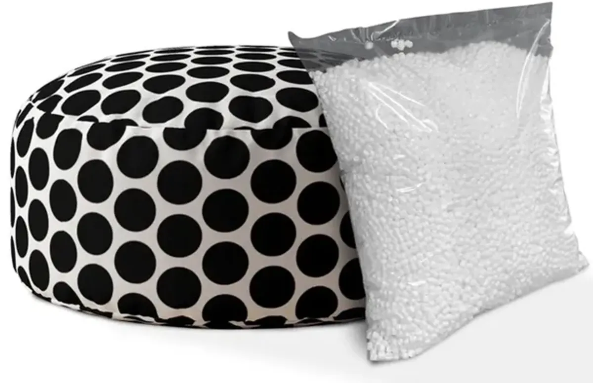 Cotton Round Polka Dots Pouf Cover - Black