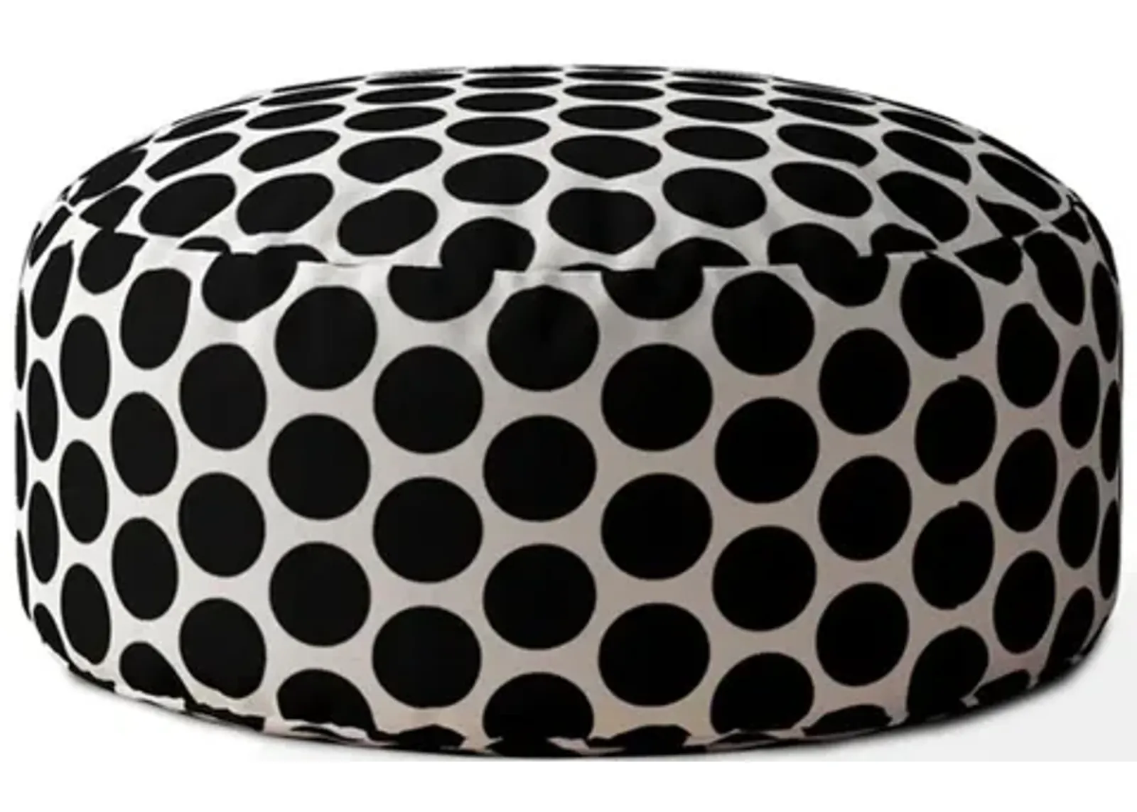 Cotton Round Polka Dots Pouf Cover - Black