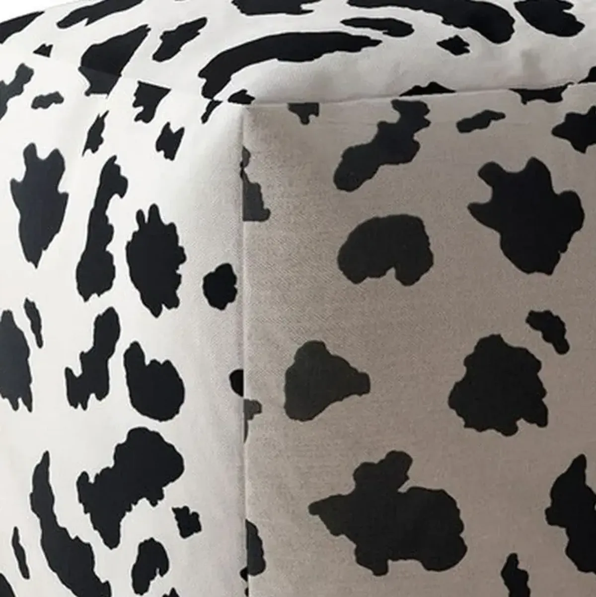 Twill Animal Print Pouf Cover - Black / White