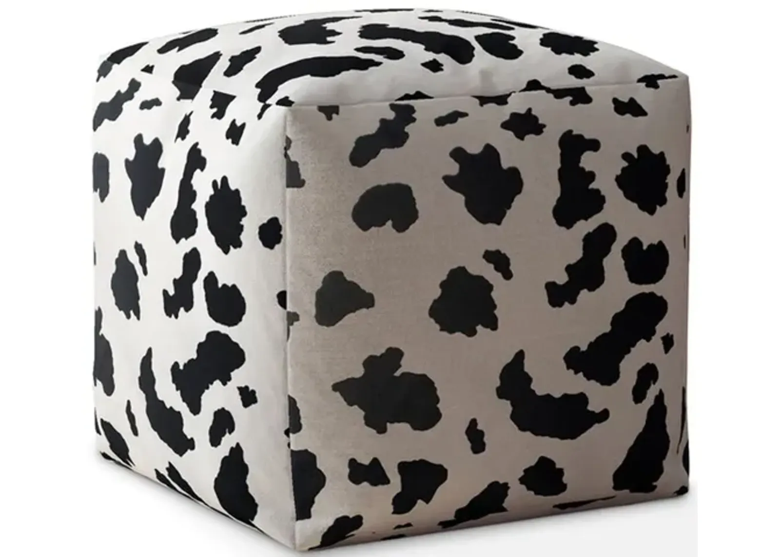 Twill Animal Print Pouf Cover - Black / White