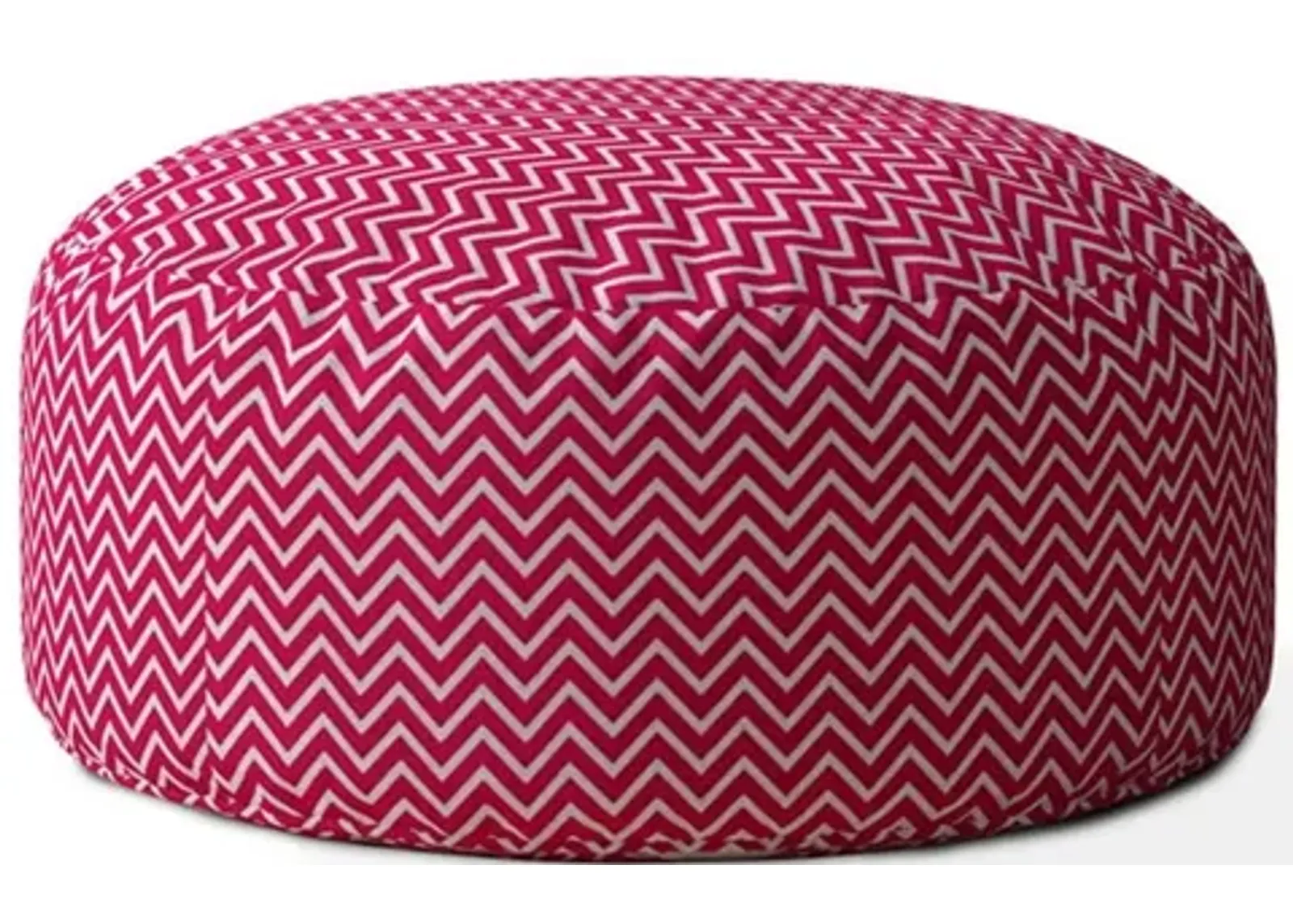 Cotton Round Chevron Pouf Cover - Pink