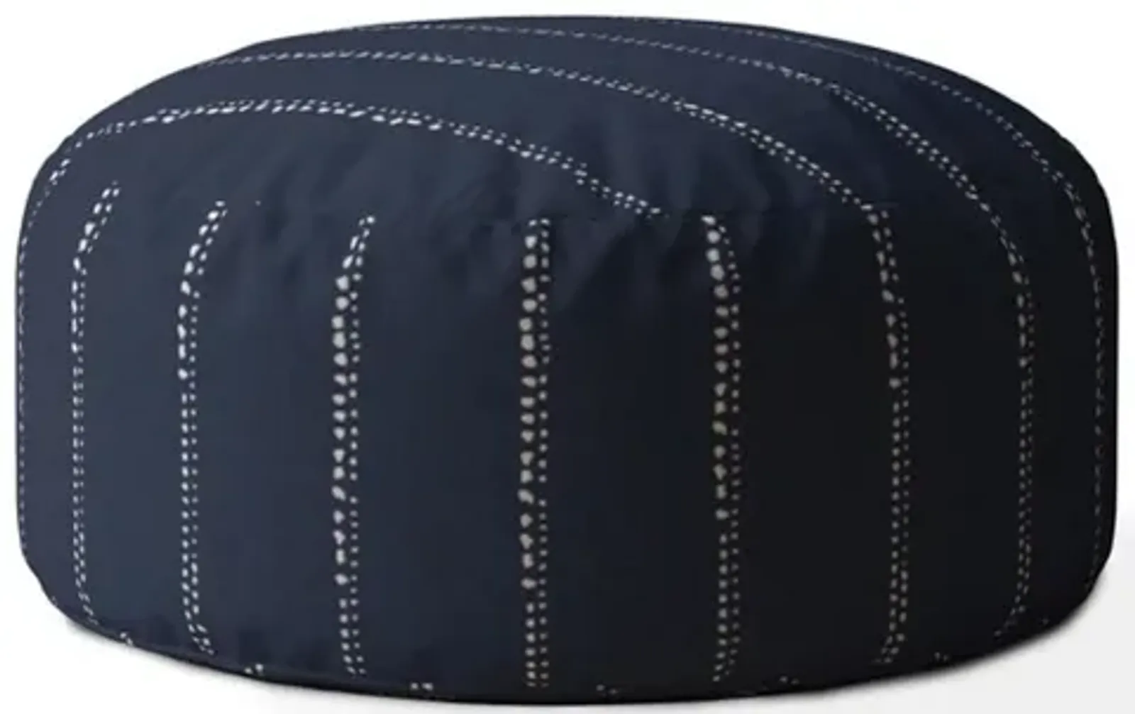 Cotton Round Striped Pouf Cover - Blue