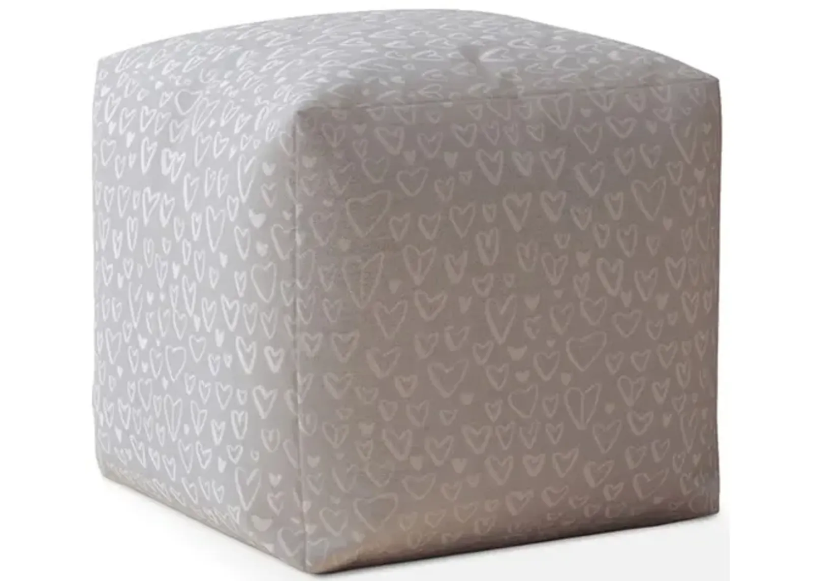 Cotton, Abstract Pouf Cover - Gray