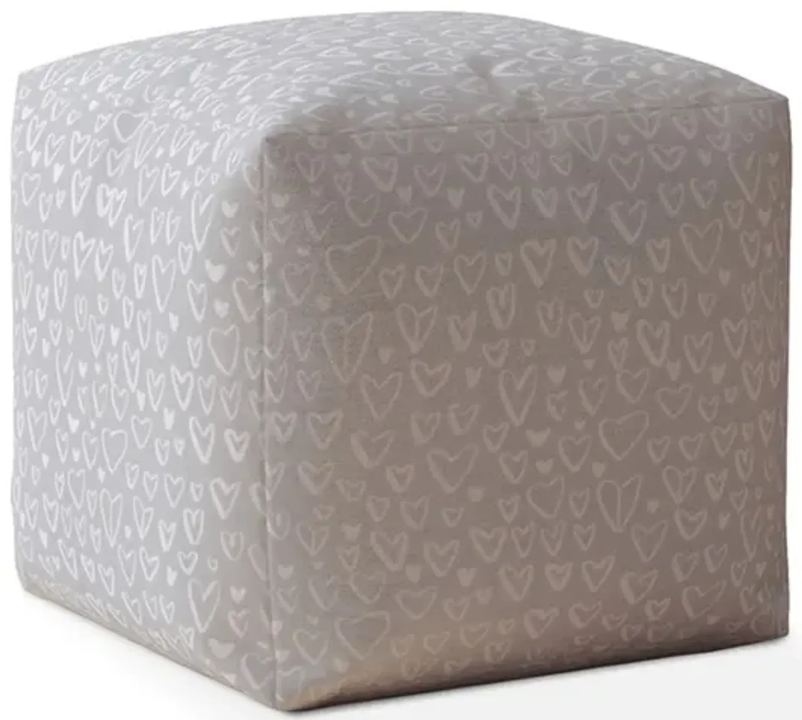 Cotton, Abstract Pouf Cover - Gray