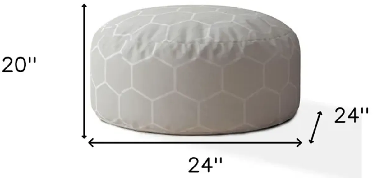 Cotton Round Geometric Pouf Cover - Gray