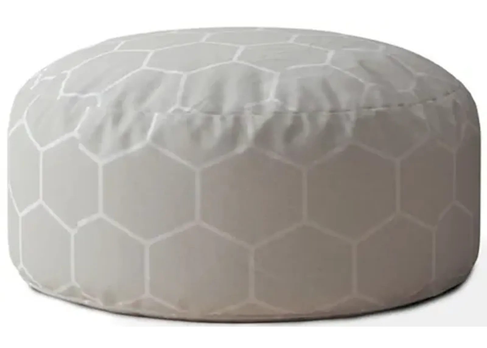 Cotton Round Geometric Pouf Cover - Gray