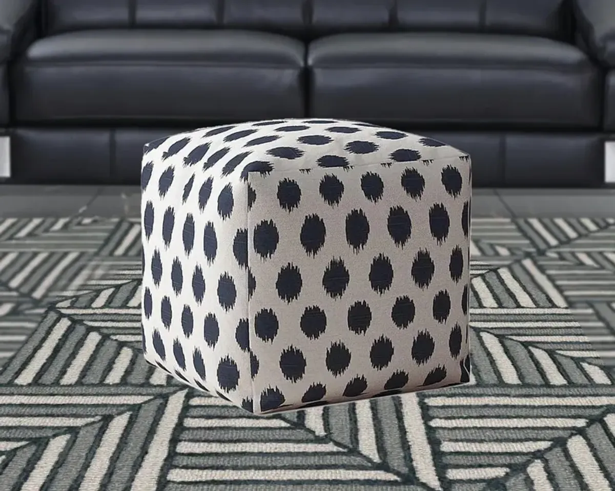 Canvas, Polka Dots Pouf Cover - Blue / White