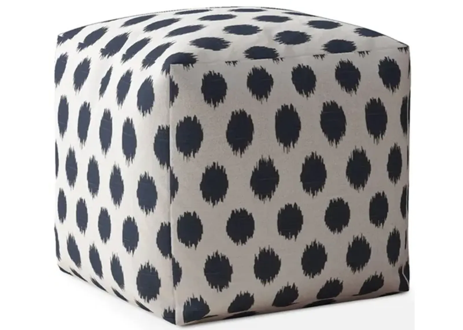 Canvas, Polka Dots Pouf Cover - Blue / White