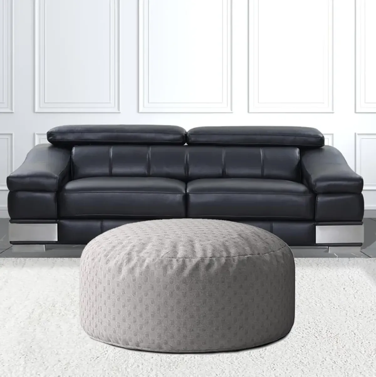 Polyester Round Pouf Cover - Gray