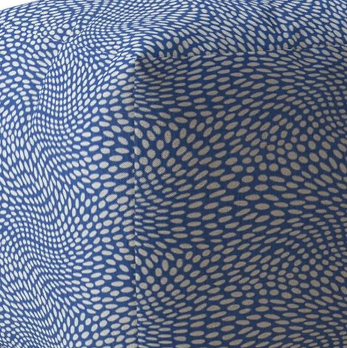 Canvas Polka Dots Pouf Cover - Blue / White