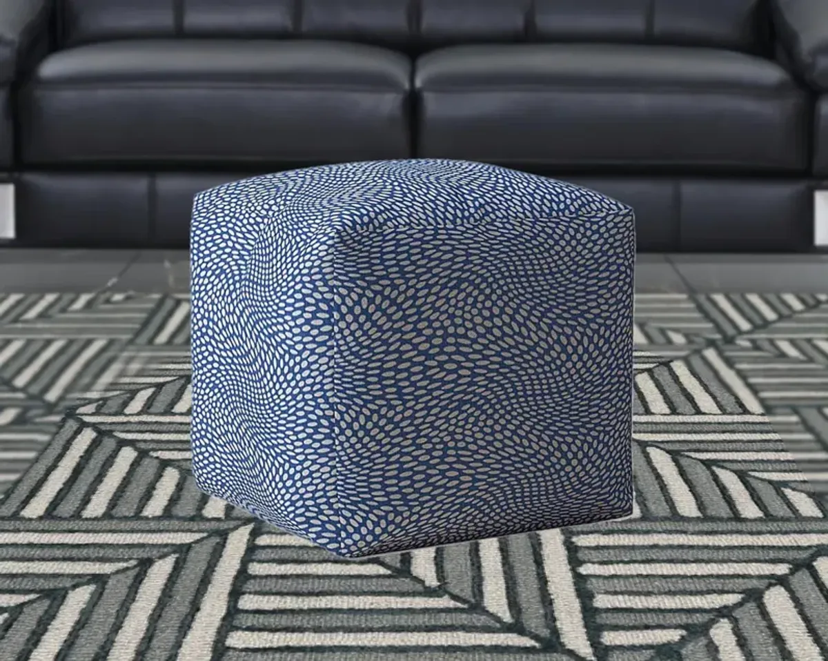 Canvas Polka Dots Pouf Cover - Blue / White