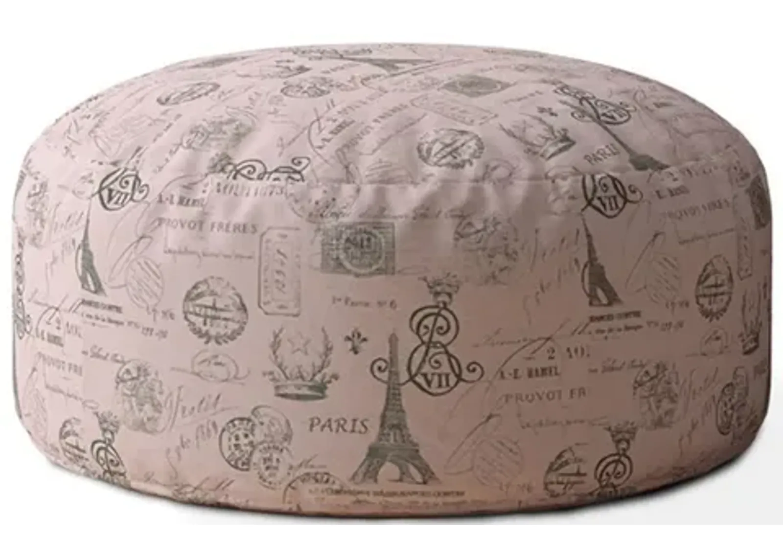 Twill Round Paris Pouf Cover - Pink