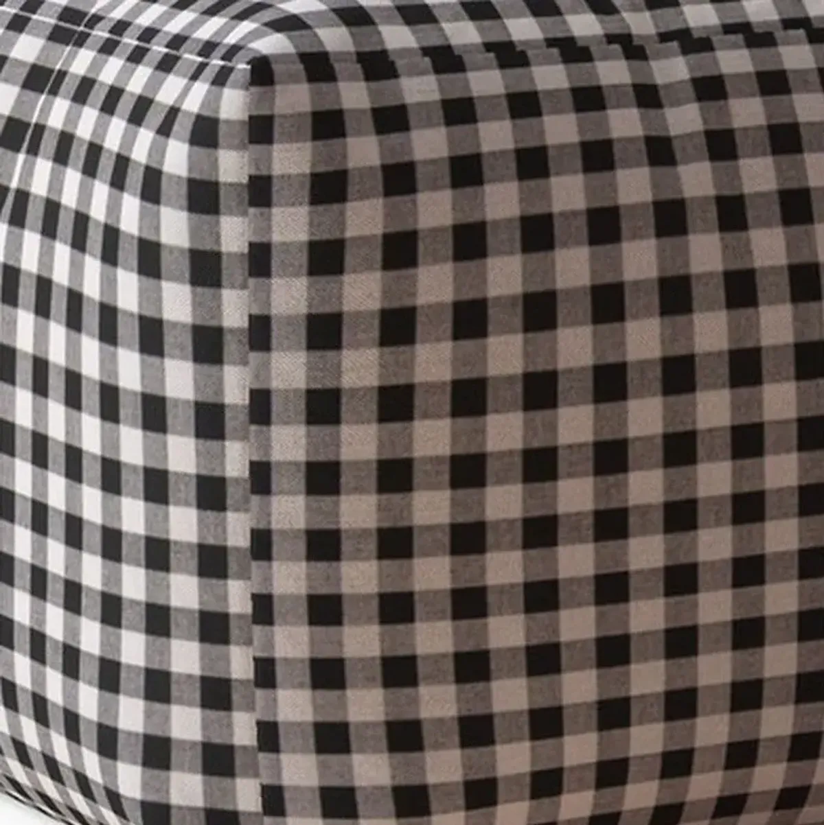 Cotton Gingham Pouf Cover - Black / Gray