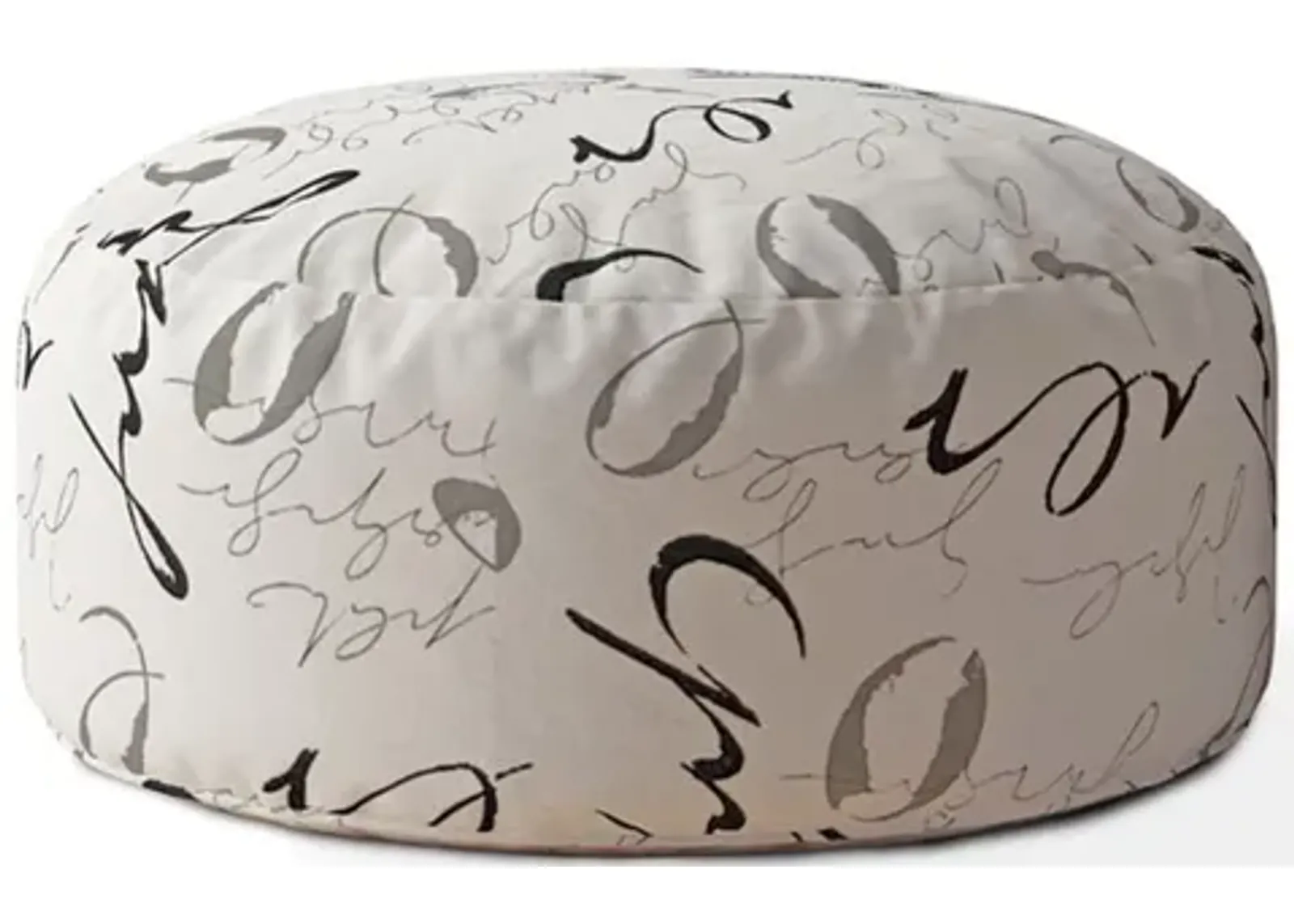 Polyester Round Abstract Pouf Cover - Black / Gray