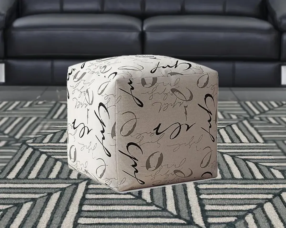 Polyester Abstract Pouf Cover - Black / Gray