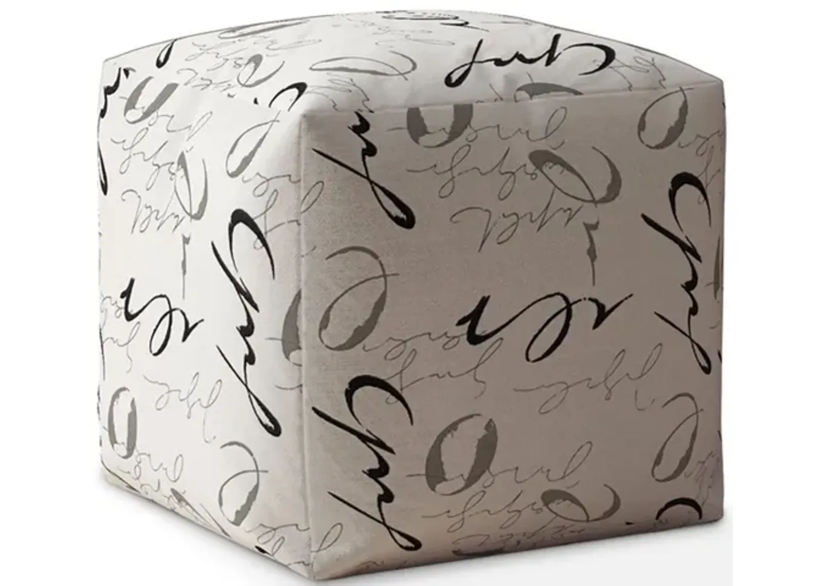 Polyester Abstract Pouf Cover - Black / Gray