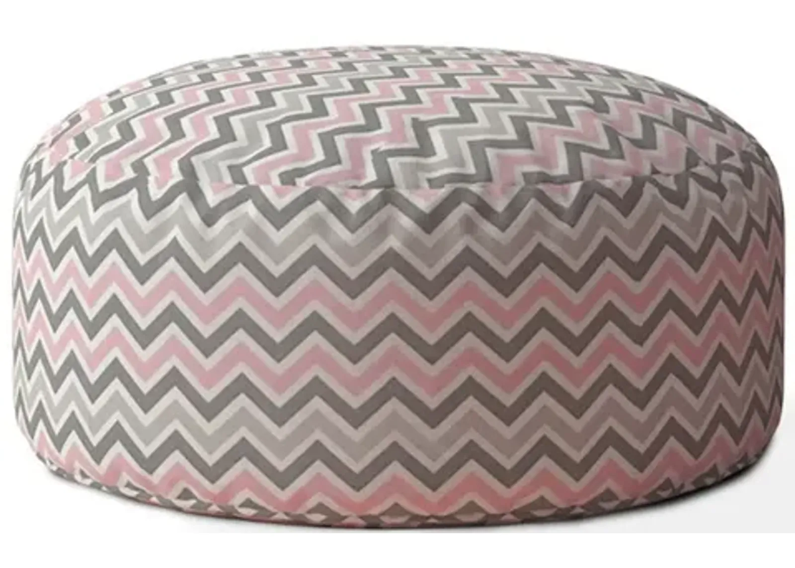 Twill Round Chevron Pouf Cover - Gray