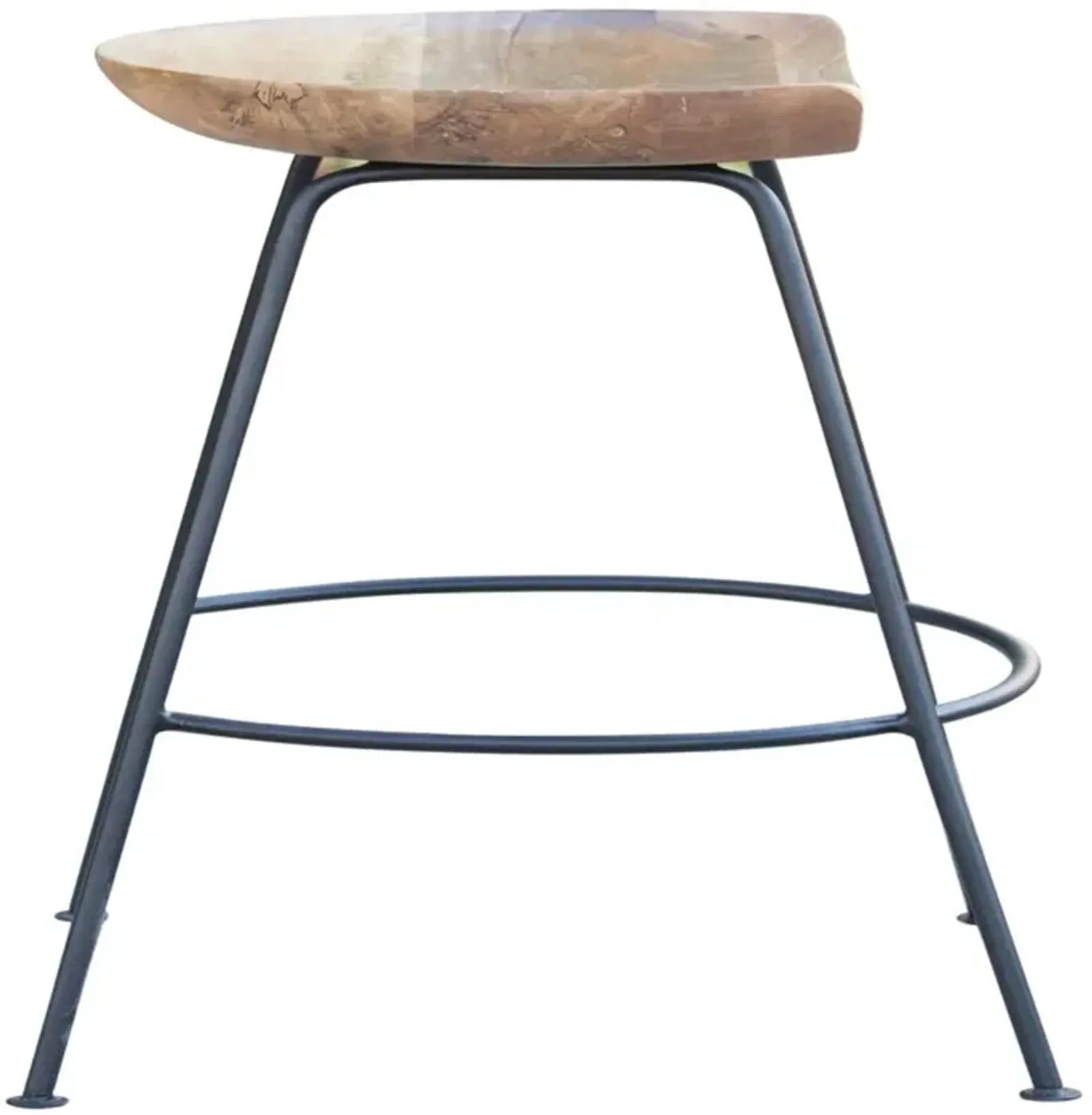 Backless Counter Height Bar Chair With Footrest 26" - Wood Brown And Light Gray