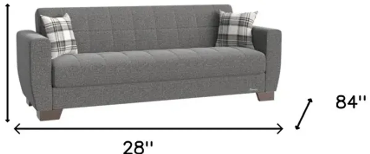 Chenille Sleeper Sleeper Sofa And Toss Pillows With Brown Legs - Gray